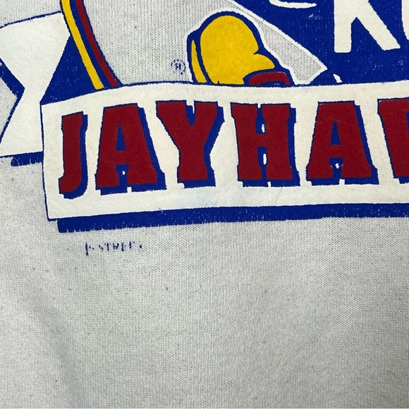 Vtg University of Kansas Jayhawks KU Crewneck Pullover Sweatshirt XL - Picture 10 of 12